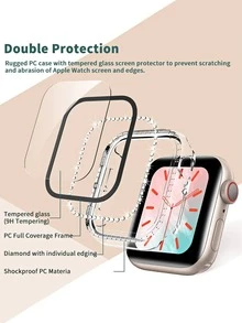 1 pieza Protector de pantalla templado con diseño de diamante de imitación compatible con Apple Watch - transparente - Ver 4