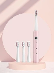 1 pieza Cepillo de dientes eléctrico & 4 piezas Cabezal de repuesto - Rosa - Ver 1