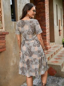 EMERY ROSE 豹紋印花荷葉邊娃娃裙 - 彩色 - 查看 2