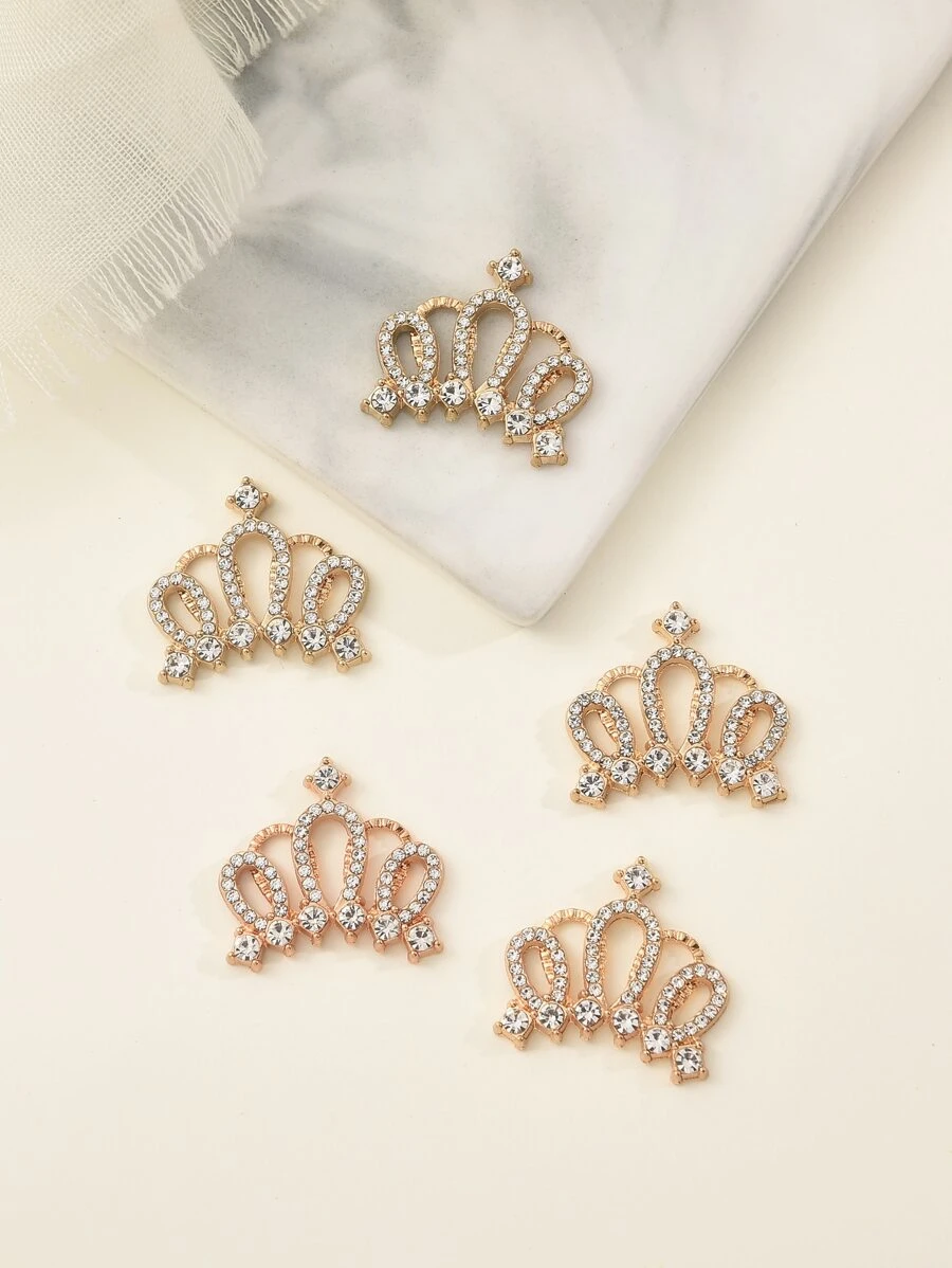 皇家風格5/10入組跨境韓式/日式中空皇冠髮夾和髮飾材料 - 金色 - 查看 1