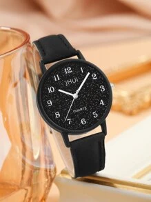 Jhui Jhui 1 Set: 1 pieza Reloj minimalista de moda para mujer y 1 pieza Pulsera de rama de árbol - Negro - Ver 5
