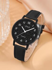 Jhui Jhui 1 Set: 1 pieza Reloj minimalista de moda para mujer y 1 pieza Pulsera de rama de árbol - Negro - Ver 6