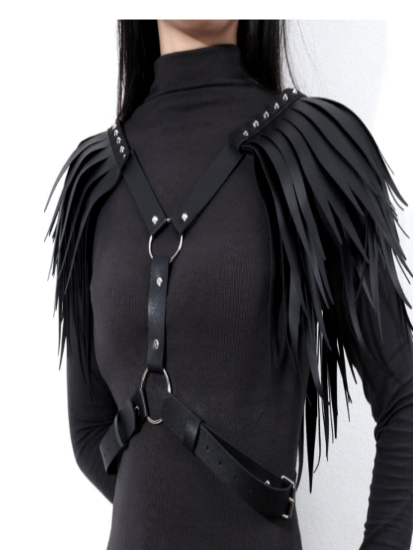 1 Miếng Của phụ nữ Nhiều lớp Vai Tua Dây thắt lưng Thắt lưng - màu đen - Xem 1