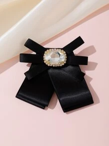 水鑽裝飾領結 - 米色 - 查看 1