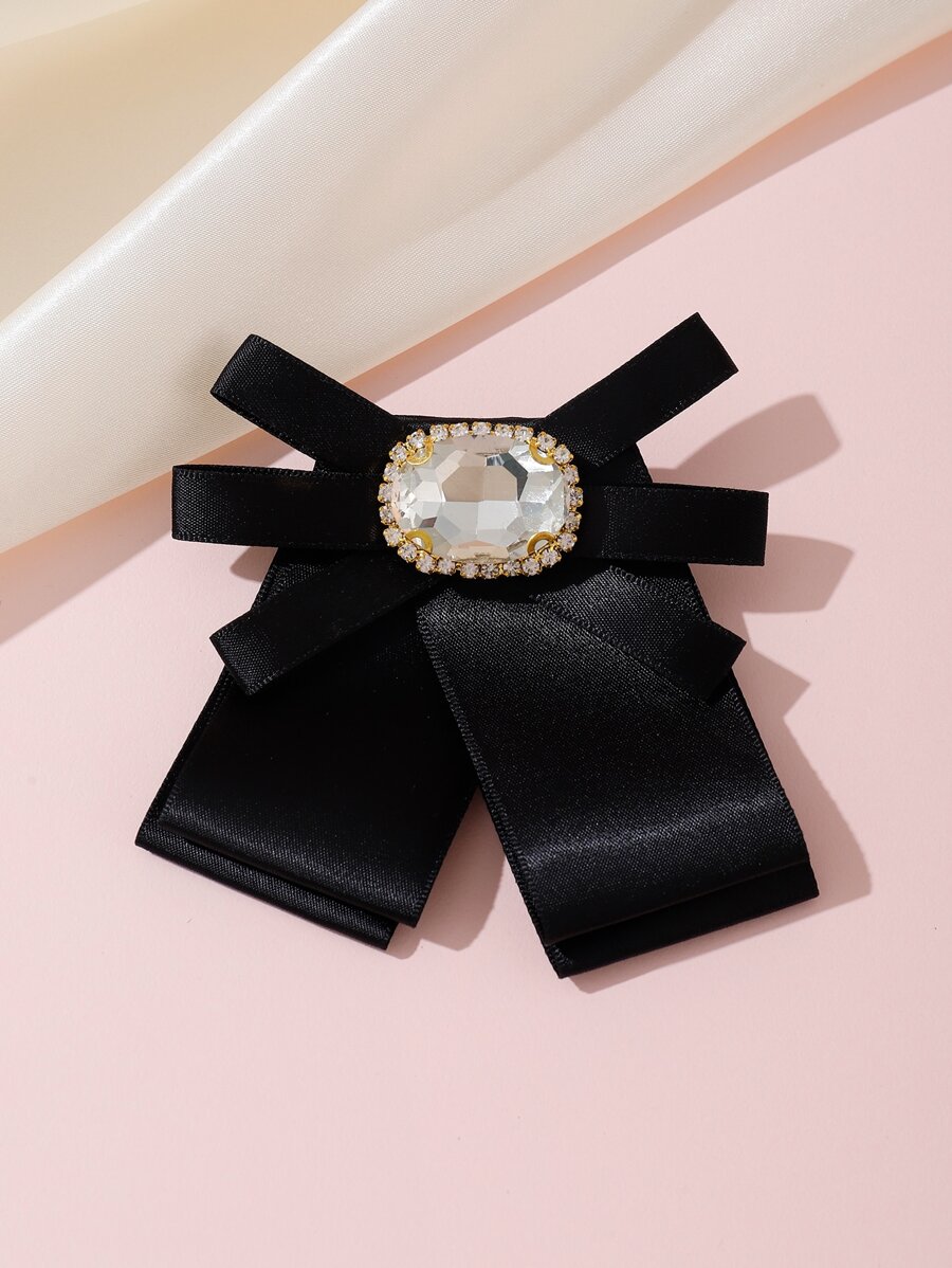 水鑽裝飾領結 - 米色 - 查看 1