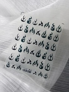 美甲贴纸 1 件装 火焰火炬灯 3D 雕刻美甲贴花 - 黑色 - 查看 1