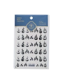 美甲贴纸 1 件装 火焰火炬灯 3D 雕刻美甲贴花 - 黑色 - 查看 2