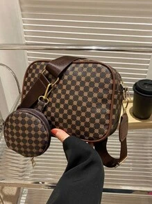 Mini Square Bag Geometric Pattern With Coin Purse PU For Daily Life