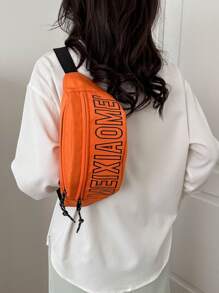casual simple con letra Bolso de hombro Pechera Riñonera - Naranja - Ver 1