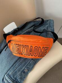 casual simple con letra Bolso de hombro Pechera Riñonera - Naranja - Ver 2