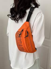 casual simple con letra Bolso de hombro Pechera Riñonera - Naranja - Ver 3