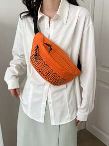 casual simple con letra Bolso de hombro Pechera Riñonera - Naranja - Ver 5