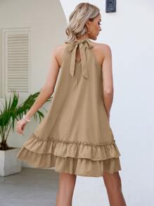 SHEIN VCAY 荷葉邊繞頸洋裝