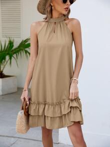 SHEIN VCAY 荷葉邊繞頸洋裝