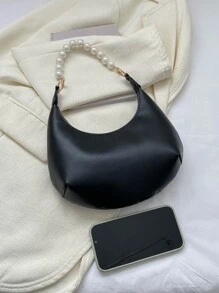 Mini Hobo Bag Pearl Strap - Black - View 3