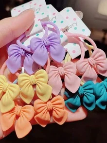 10pcs Girls Bow Decor Cute Hair Tie For Hair Decoration - Multicolor - View 2