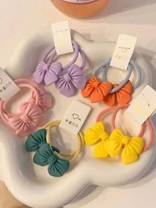 10pcs Girls Bow Decor Cute Hair Tie For Hair Decoration - Multicolor - View 3