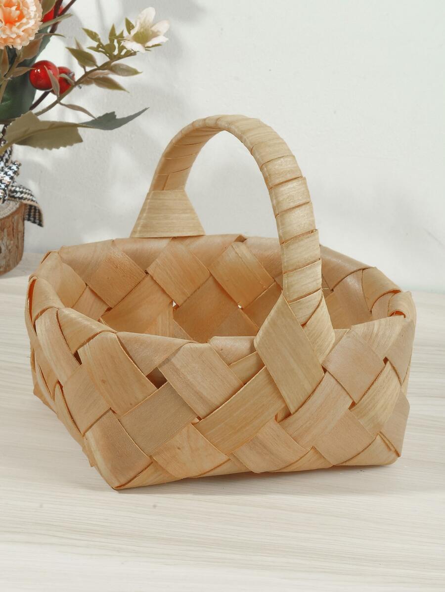 1 件木质花篮，简约派对装饰花篮，圣诞节