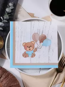 20pcs Paper Disposable Napkin, Cute Cartoon Bear Pattern Disposable Napkin For Home, Party, - Multicolor - View 3