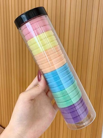 20入組女孩素色休閒髮圈適用於頭髮裝飾用品