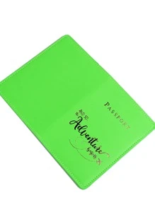 Metallic Letter Graphic Passport Case Neon Green - Green - View 4