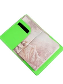 Metallic Letter Graphic Passport Case Neon Green - Green - View 5