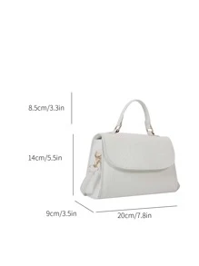 Mini Square Bag Crocodile Embossed Top Handle - White - View 3