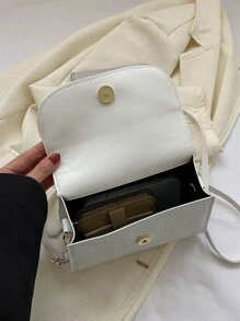 Mini Square Bag Crocodile Embossed Top Handle - White - View 4