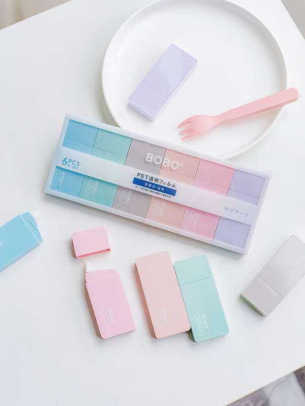6pcs BOBO PET Correction Tapes Set Morandi Color Portable Size