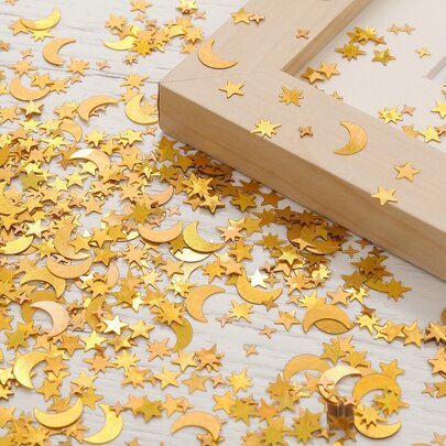 2000 piezas de confeti con diseño de luna y estrellas, confeti de papel dorado para fiestas de boda, Navidad