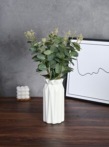 1 vază de flori din plastic, vază decorativă albă simplă pentru casă - alb - Vizualizare 1