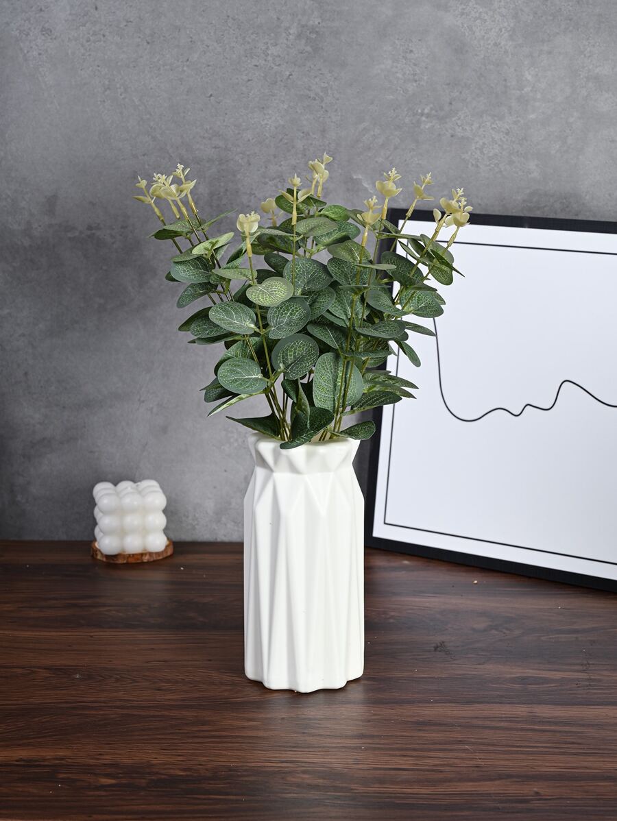 1 vază de flori din plastic, vază decorativă albă simplă pentru casă - alb - Vizualizare 1