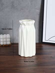 1 vază de flori din plastic, vază decorativă albă simplă pentru casă - alb - Vizualizare 3