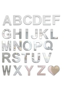 1 miếng dán tường hình chữ cái, miếng dán tường PMMA màu bạc dùng để trang trí nhà cửa, trang trí phòng, gương treo tường, gương cho phòng, trang trí phòng tắm, trang trí phòng khách - Bạc - Xem 1