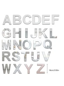 1 miếng dán tường hình chữ cái, miếng dán tường PMMA màu bạc dùng để trang trí nhà cửa, trang trí phòng, gương treo tường, gương cho phòng, trang trí phòng tắm, trang trí phòng khách - Bạc - Xem 3