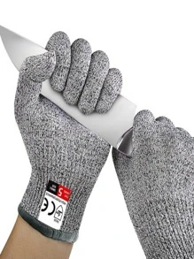 1pair Cut-resistant Glove, Plain Grey Polyamide Kitchen Glove For Home - Grey - View 1