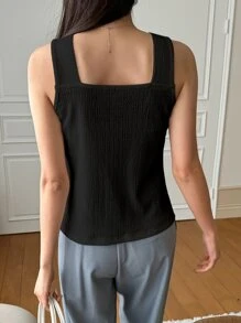 DAZY Áo hai dây xoắn phía trước cho các buổi đi chơi - màu đen - Xem 2