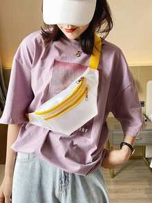 Riñonera con cremallera delantera PVC para diariamente - Blanco - Ver 1