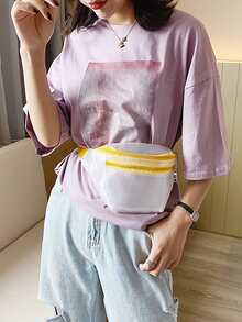 Riñonera con cremallera delantera PVC para diariamente - Blanco - Ver 5