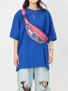 Riñonera transparente unido en contraste con diseño de hebilla PVC - Rosa - Ver 1
