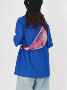 Riñonera transparente unido en contraste con diseño de hebilla PVC - Rosa - Ver 3