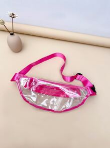 Riñonera transparente unido en contraste con diseño de hebilla PVC - Rosa - Ver 6