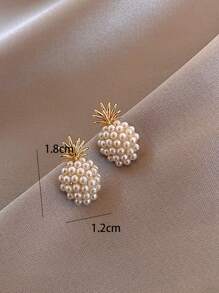 2入組假珍珠裝飾耳環 - 金黃色 - 查看 4