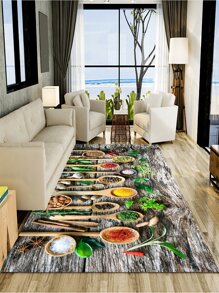 1pc Spoon & Spice Pattern Rug - Multicolor - View 1