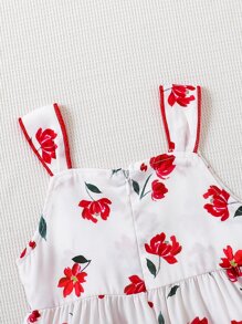 SHEIN Baby Floral Print Ruffle Trim Cami Dress - White - View 5
