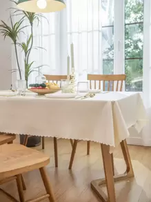 Khăn trải bàn chống nước có viền sò điệp - Màu be - Xem 5