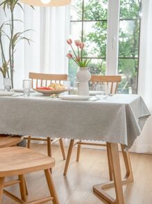 1pc Waterproof & Oil-Proof Tablecloth With Tpu Coating, Solid Color Dining Table / Desk / Tea Table / Desk Pad, Easy To Clean And Anti-Oil And Water, Art Decor Table Cloth - Grey - View 7