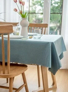 1pc Waterproof, Oilproof, Tpu Coated Tablecloth, Solid Color Dining Table, Desk, Tea Table Cover Mat, Tablecloth - Royal Blue - View 6