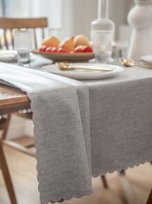 1條防水防油tpu膜涂層桌布,素色餐桌/書桌/咖啡桌布 - 灰色 - 查看 3