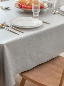 1pc Waterproof & Oil-Proof Tablecloth With Tpu Coating, Solid Color Dining Table / Desk / Tea Table / Desk Pad, Easy To Clean And Anti-Oil And Water, Art Decor Table Cloth - Grey - View 4